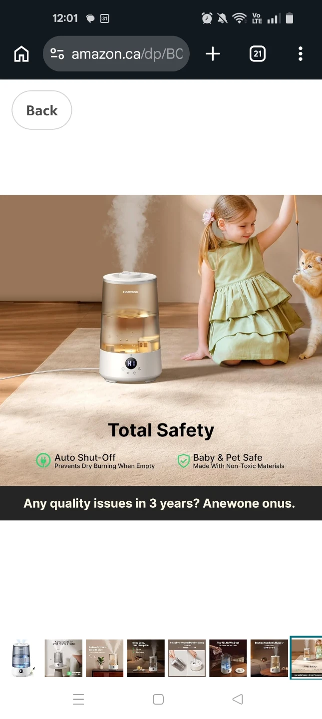 Homvana Humidifier - Compact Size (New!)