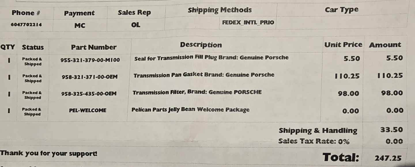 Cayenne transmission kit