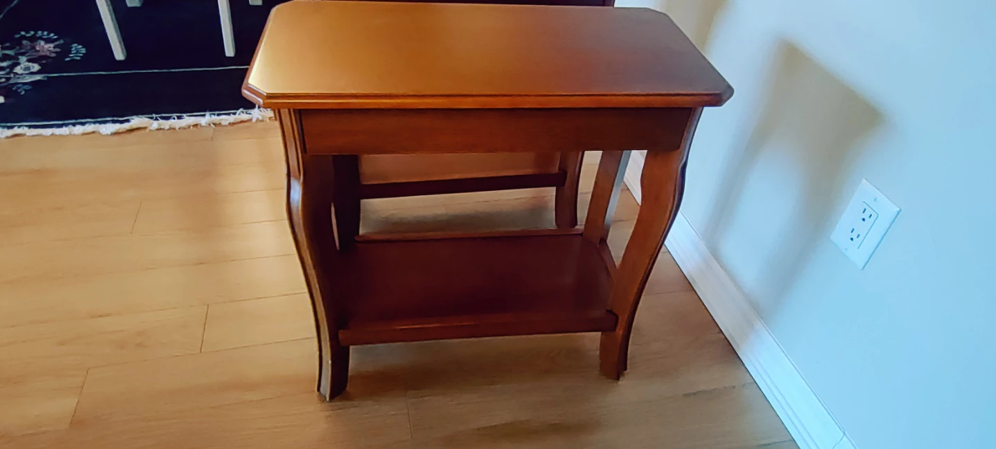 Set of 2 Wooden End Tables with Drawer - photo 2