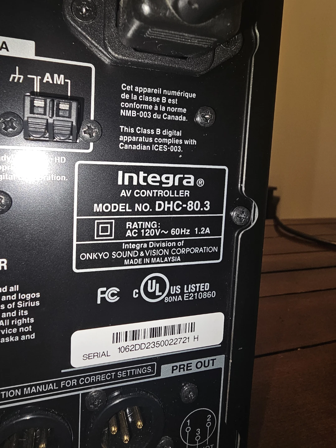 Integra DHC-80.3 AV Controller - photo 3