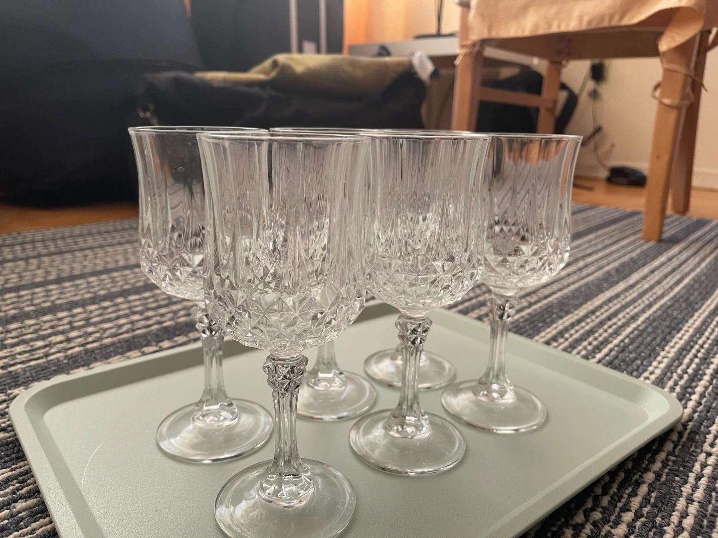 Set of 6 Crystal Wine Glasses