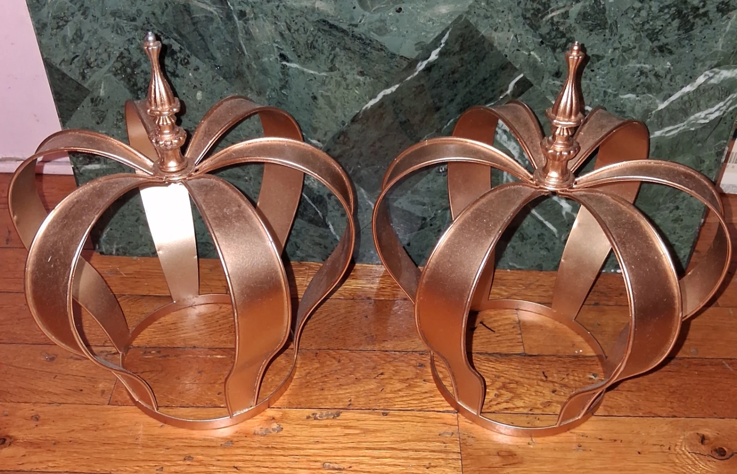 Set of 2 Rose Gold Crown Decorations