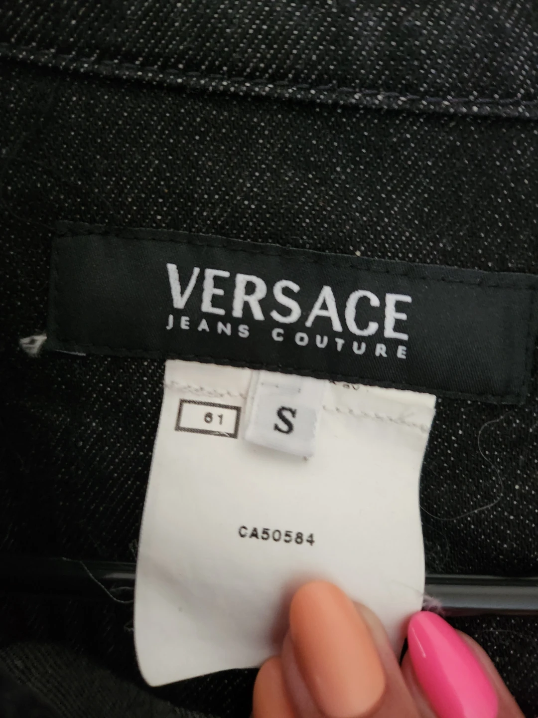 Versace Jeans Couture Black Denim Jacket with Rhinestones Size S - photo 4