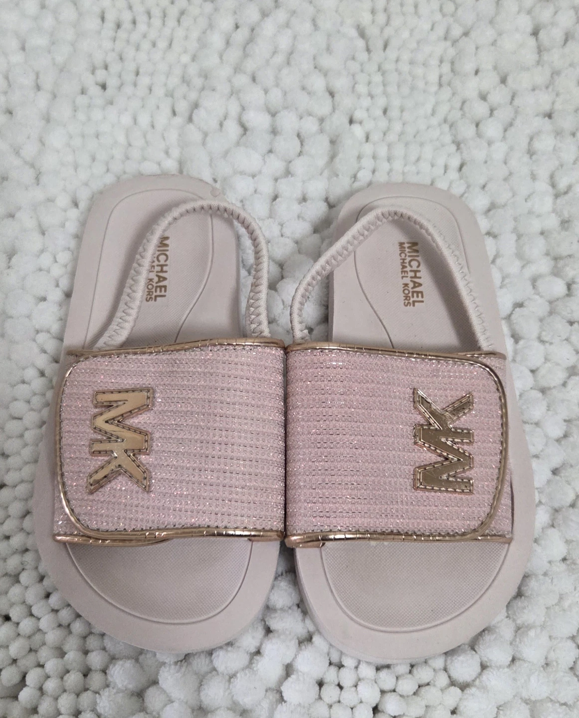 Michael Kors MK Pink Glitter Slides - Size 10