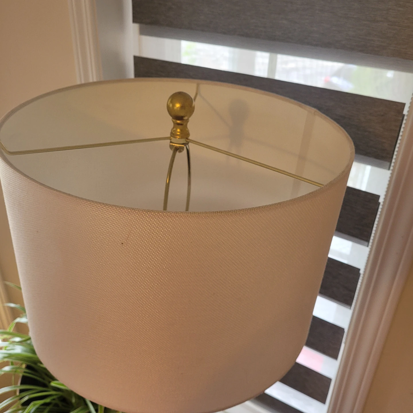 Brass Torchiere Floor Lamp with White Shade
