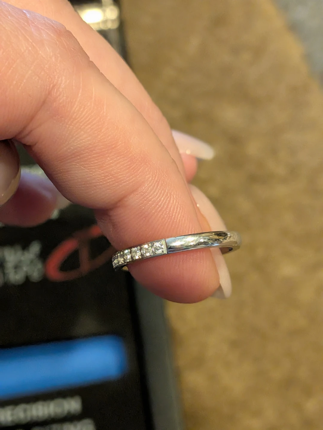 Size 5 Titanium Half Eternity Band Ring - photo 5