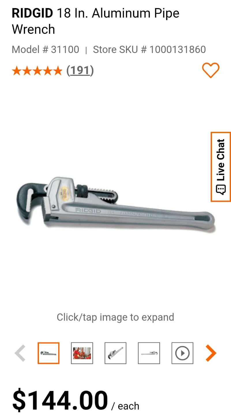 RIDGID 18 In. Aluminum Pipe Wrench - photo 2