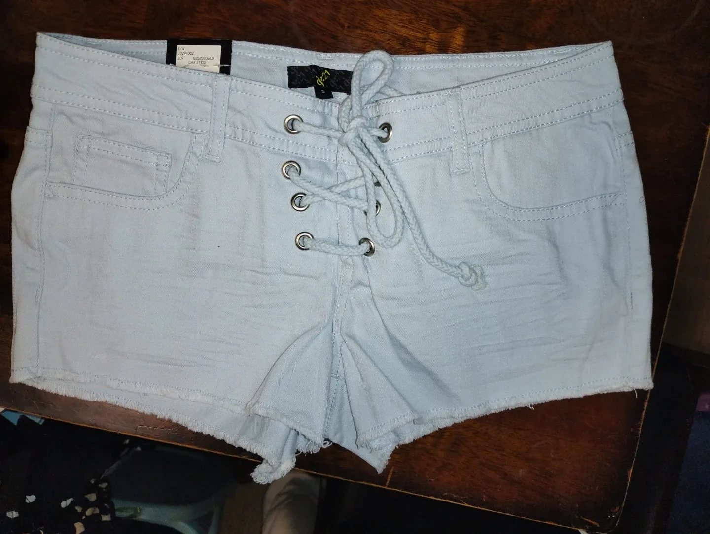 George Light Blue Denim Lace-Up Shorts Size 5 - photo 2