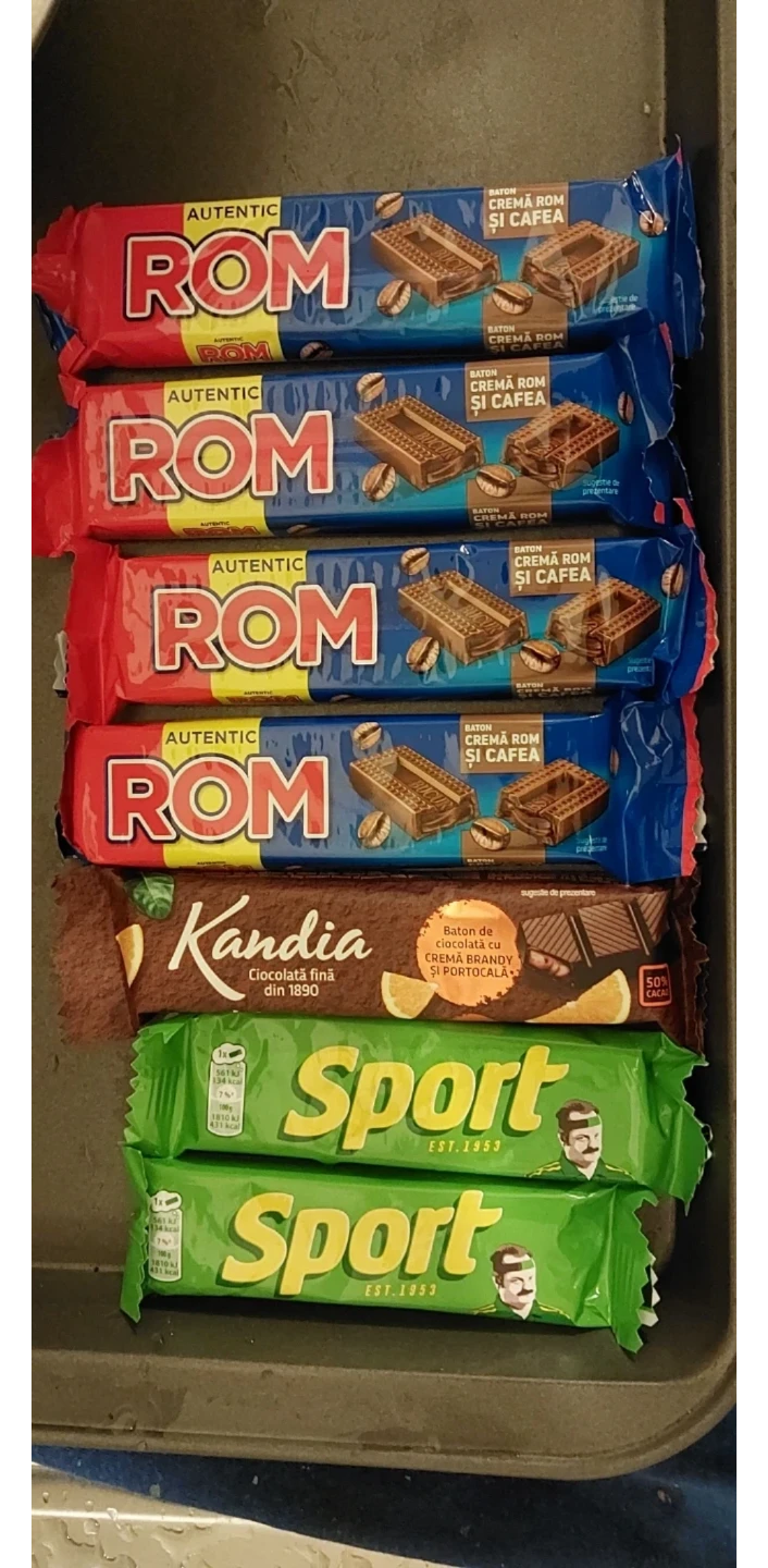 Assorted Chocolate Bars: ROM, Kandia, Sport