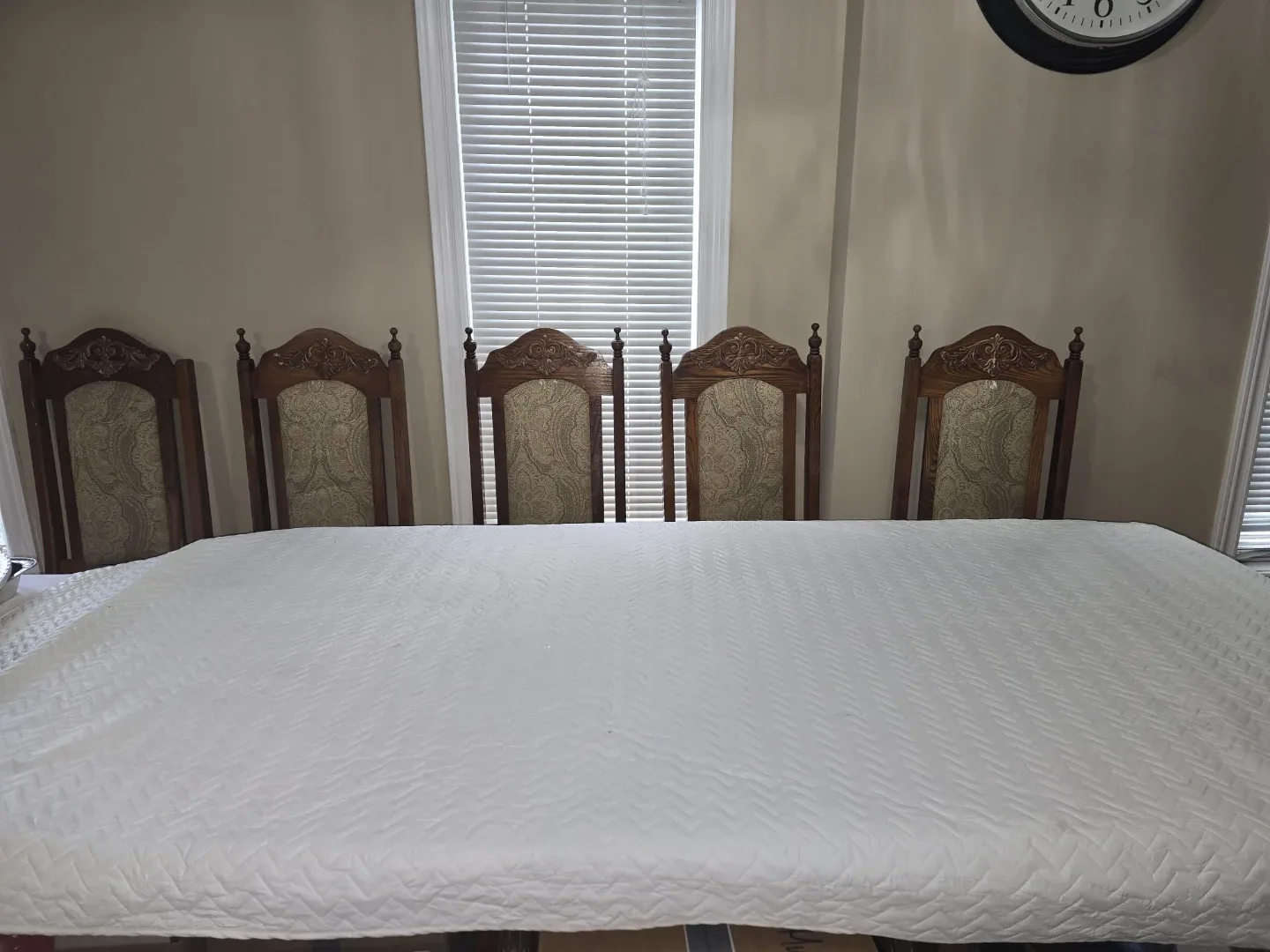Wooden Dining Table with Upholstered Chairs