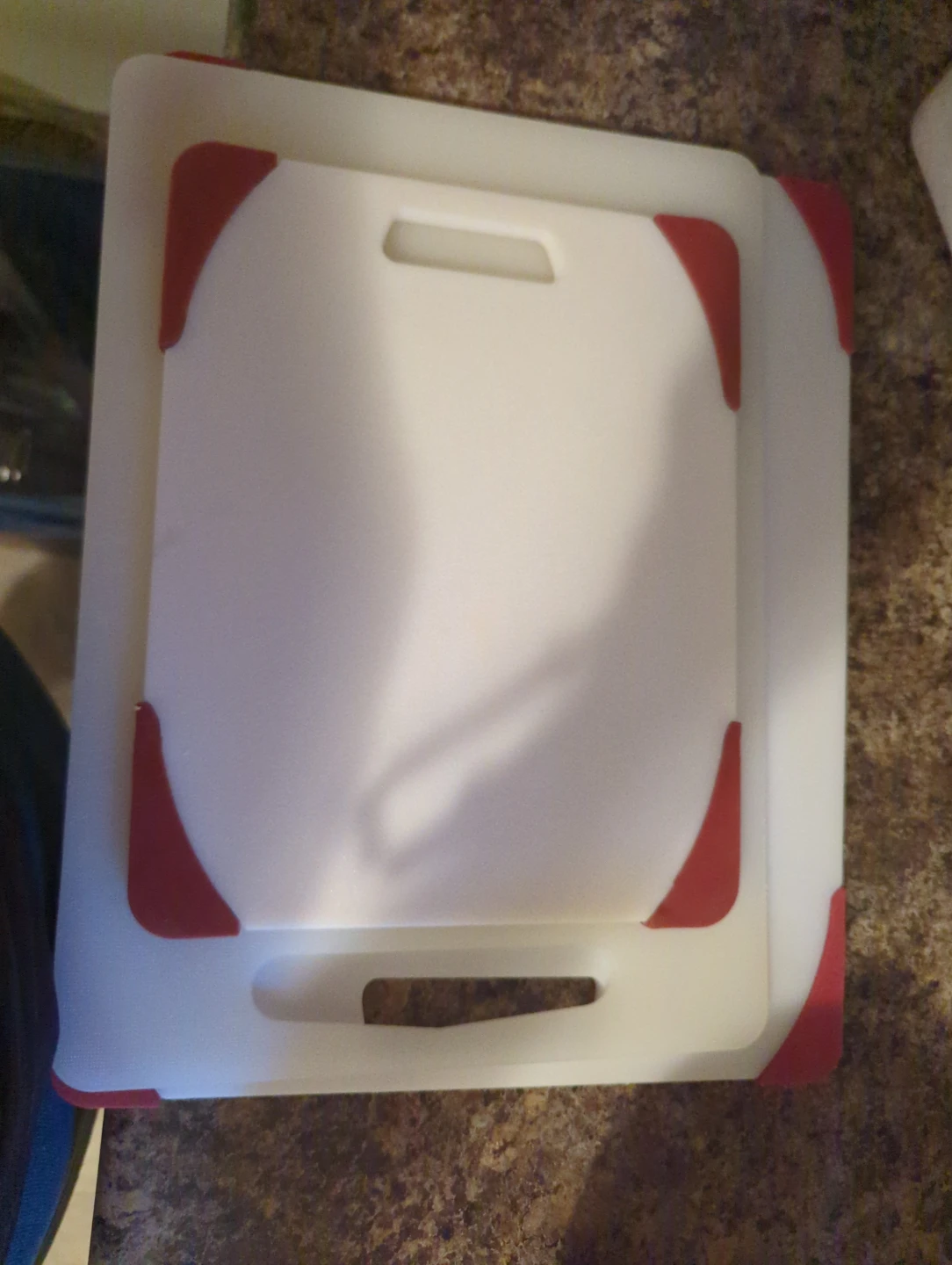 3 White Cutting Boards with Red rubber trim