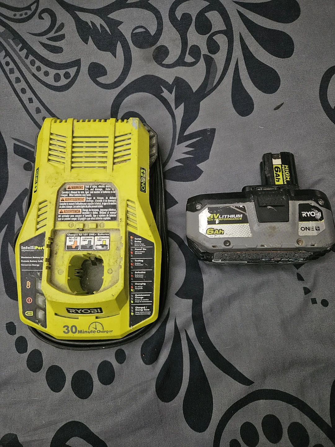 Ryobi ONE+ 18V Lithium-Ion 6.0Ah and 30 minute fast charger