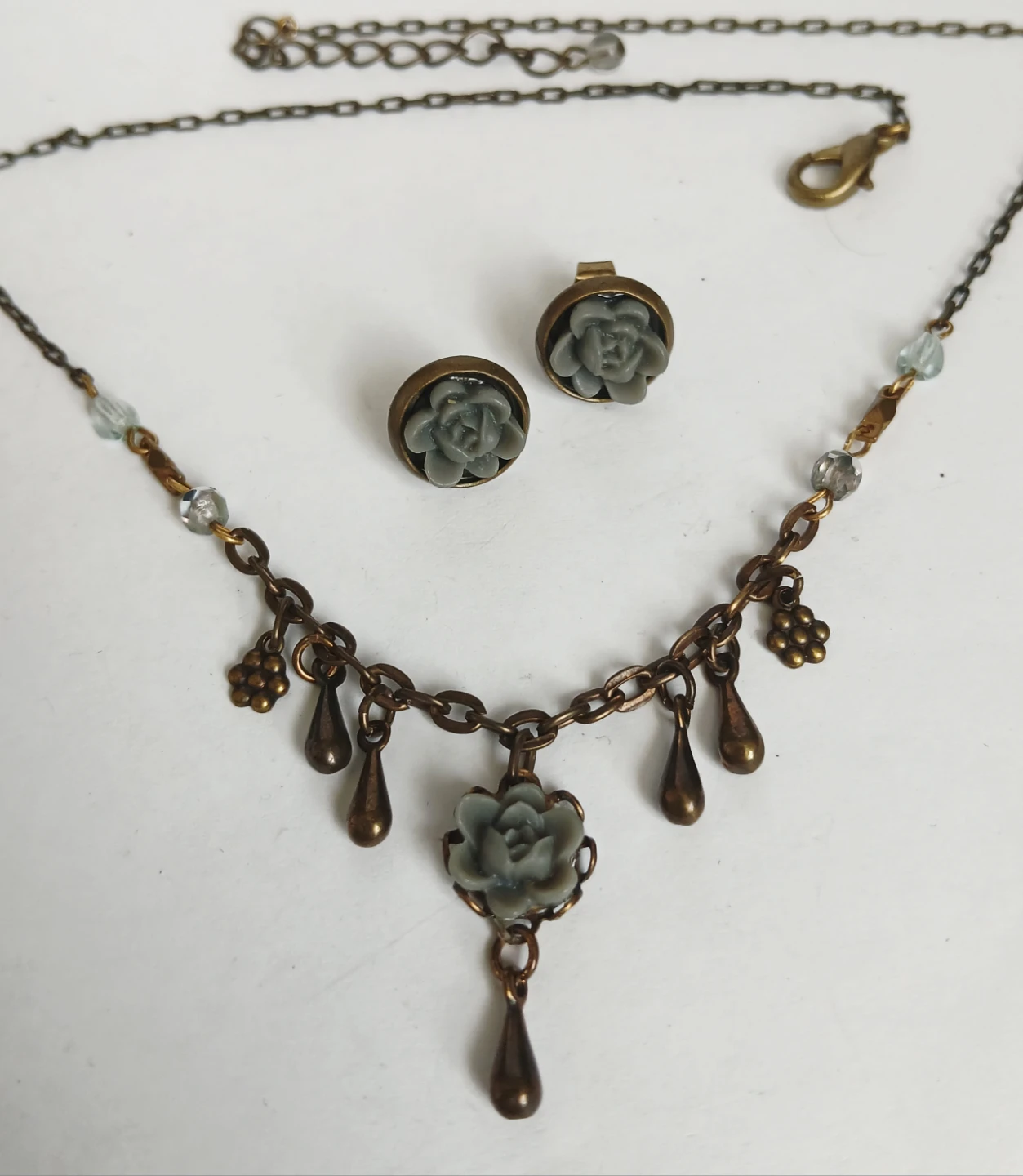 Vintage Rose Necklace and Earring Set - photo 4