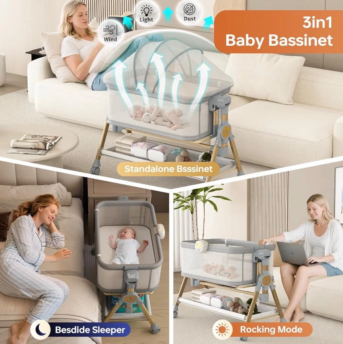 BabeNova 3-in-1 Baby Bassinet Bedside Sleeper