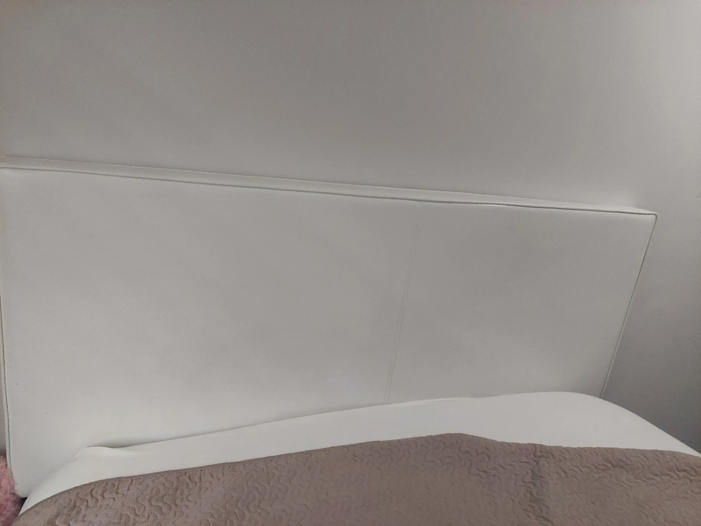 Moving Sale White Faux Leather Bed Frame with Headboard - photo 3