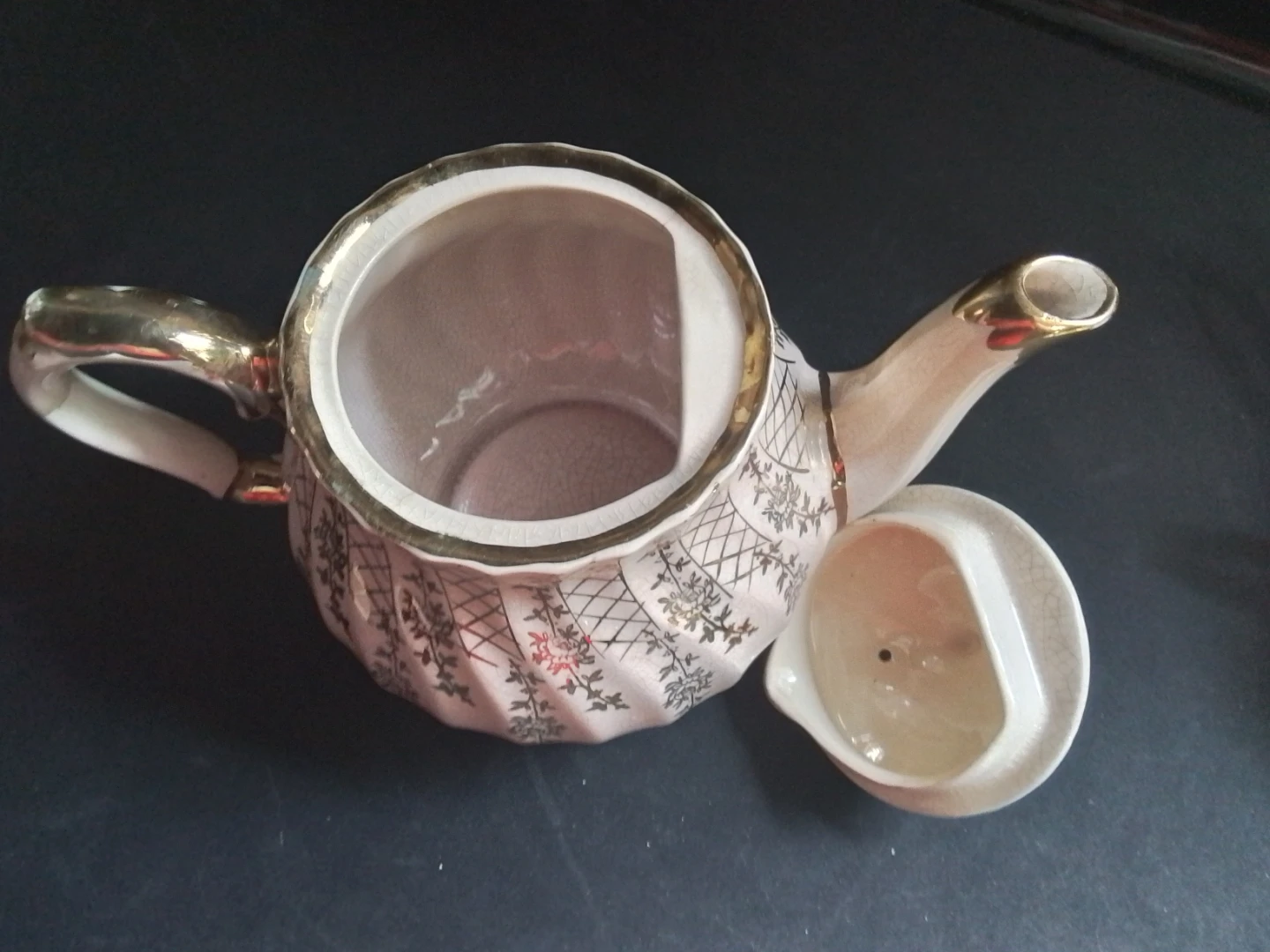 Vintage Sadler England Gold Lattice & Floral Teapot - photo 3