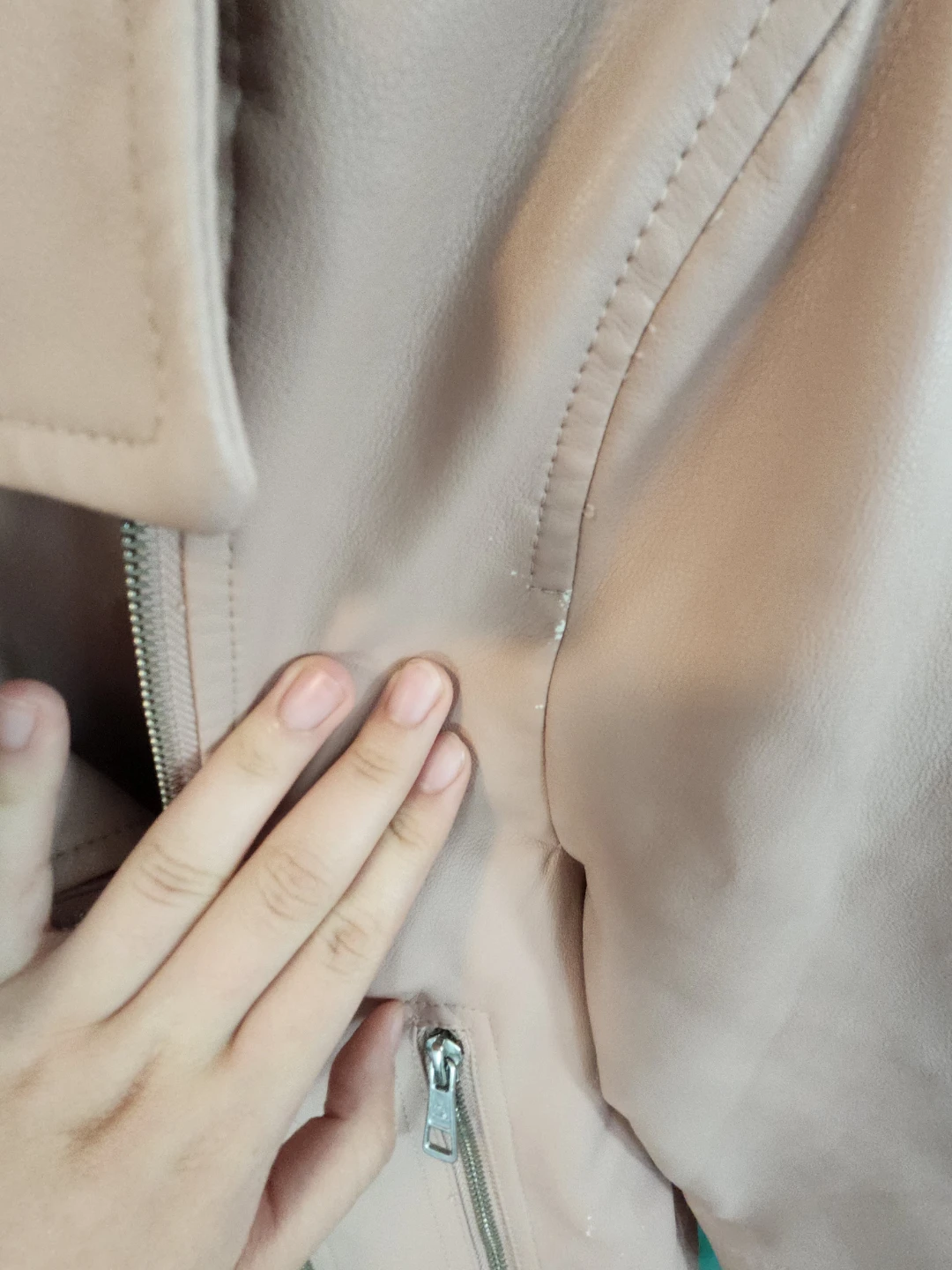Zara Pink Faux Leather Moto Jacket - photo 4