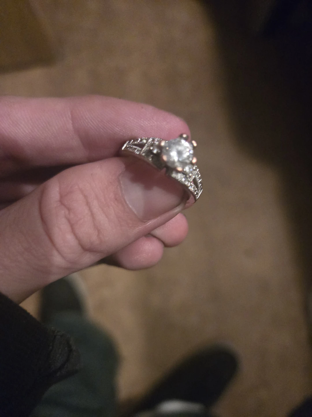 Silver-tone engagement ring with clear stone - photo 2