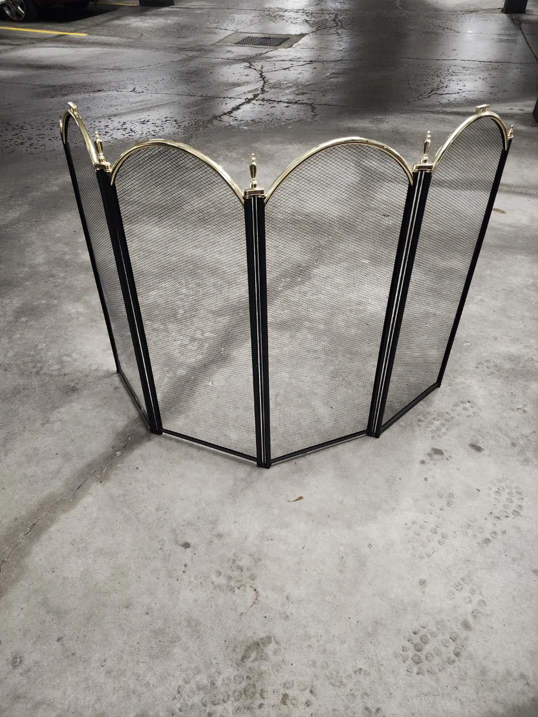 4-Fold Folding Screen - Polished Brass & Black Finish