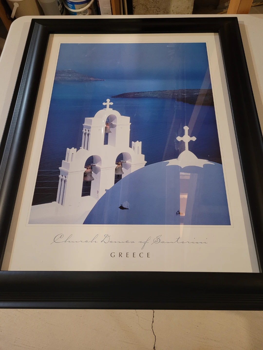 Framed Print: Church Domes of Santorini, Greece