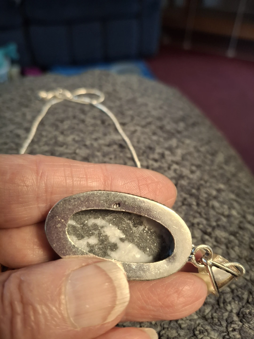 Sterling Silver Black and White Jasper Necklace Pendant Necklace - photo 5