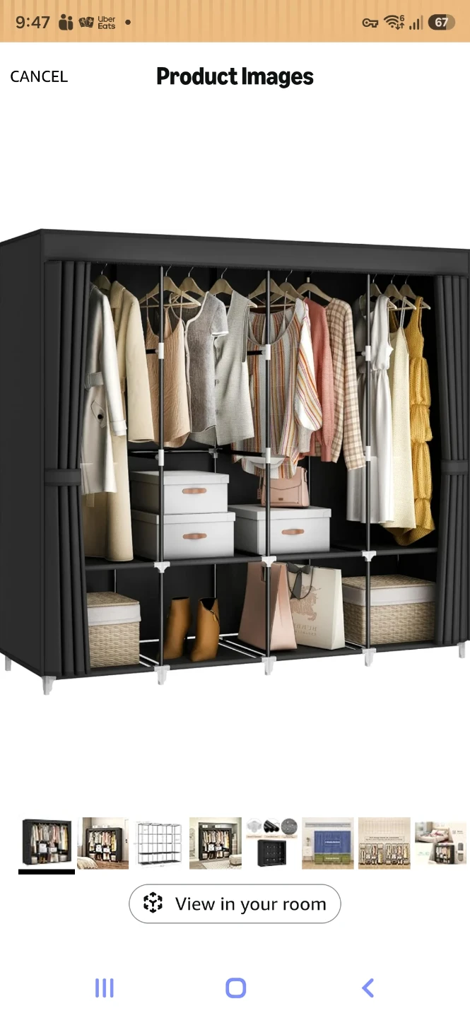 Black Portable Wardrobe Closet Organizer