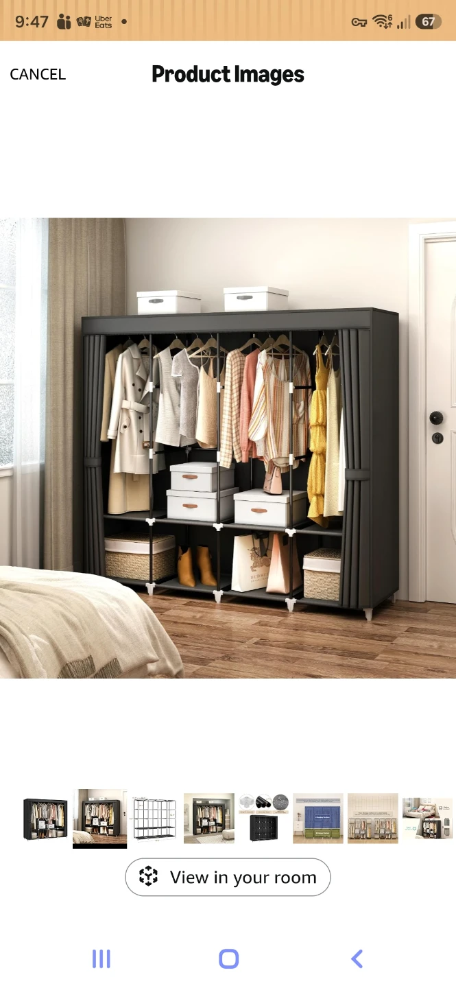 Black Portable Wardrobe Closet Organizer - photo 2