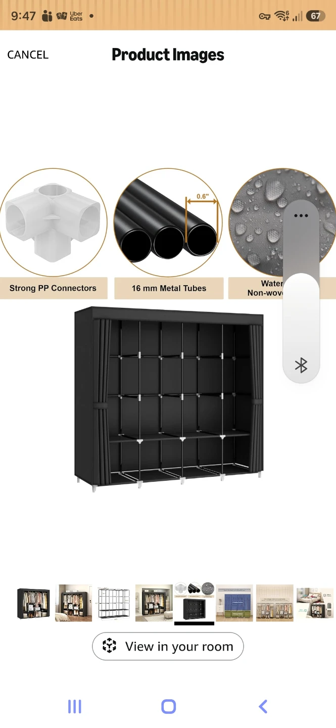 Black Portable Wardrobe Closet Organizer - photo 4