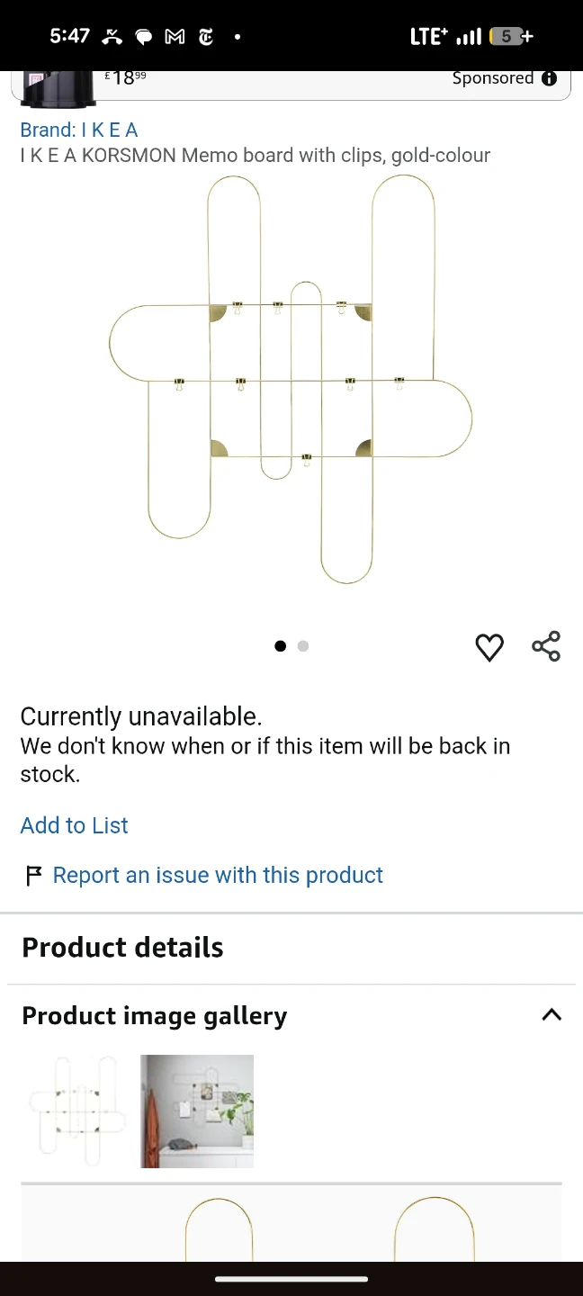 IKEA KORSMON Memo board with clips, gold-colour - photo 2
