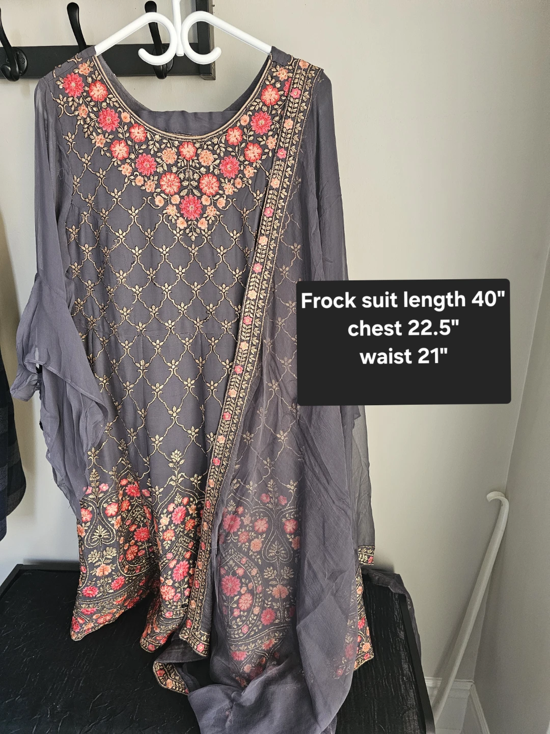 Grey Frock Suit with Embroidery