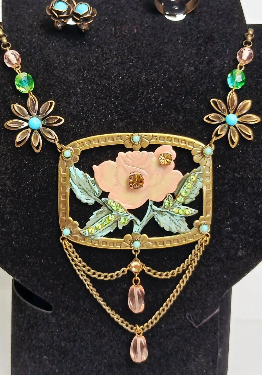 Vintage Style Statement Necklace, Earrings, and Ring Set