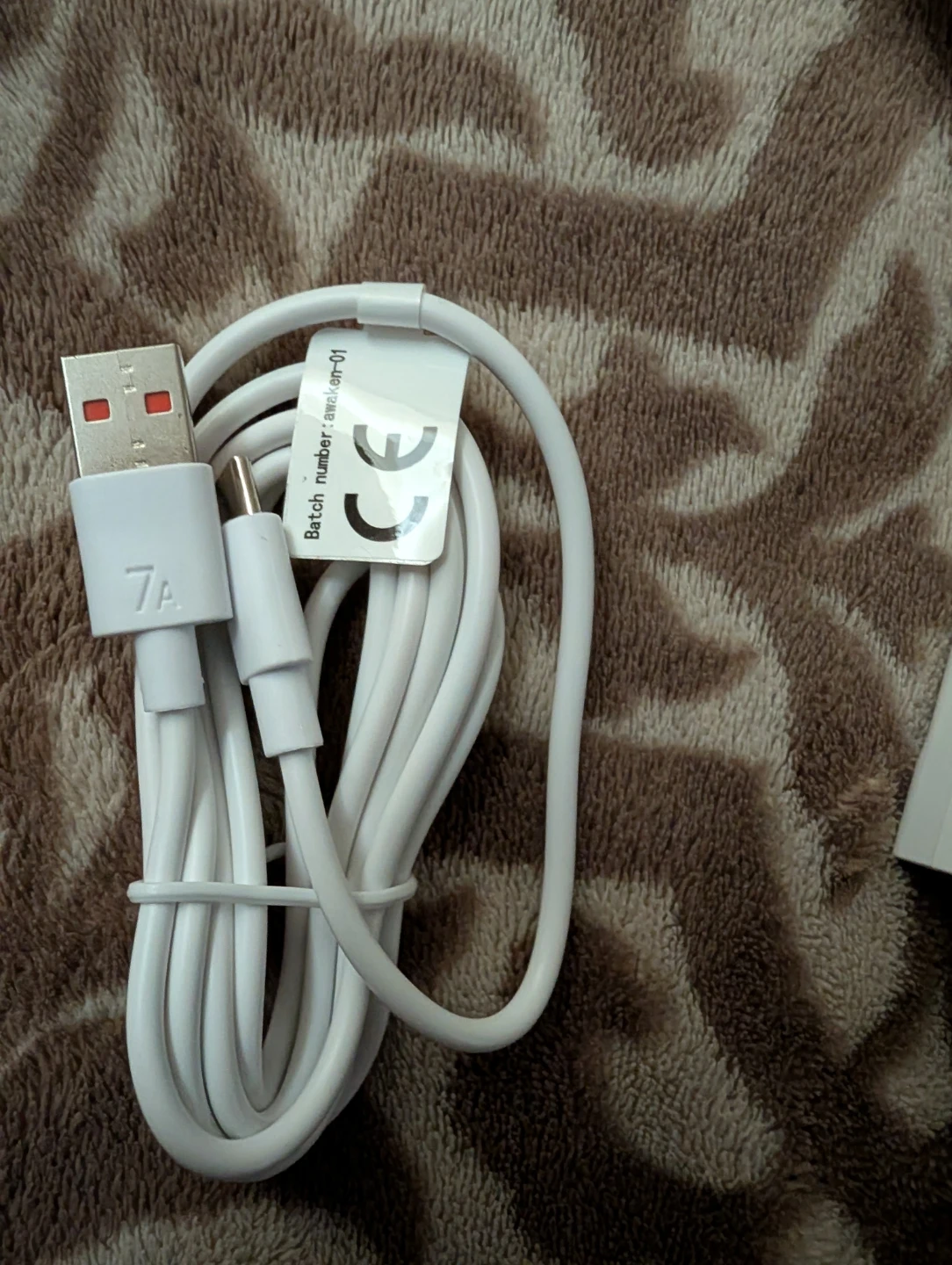 White USB to USB-C Cable