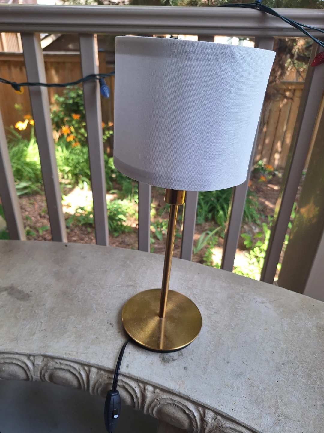 Gold Metal Table Lamp with White Shade