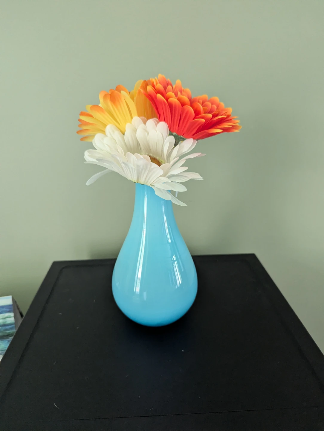 Faux flowers and blue vase - photo 2