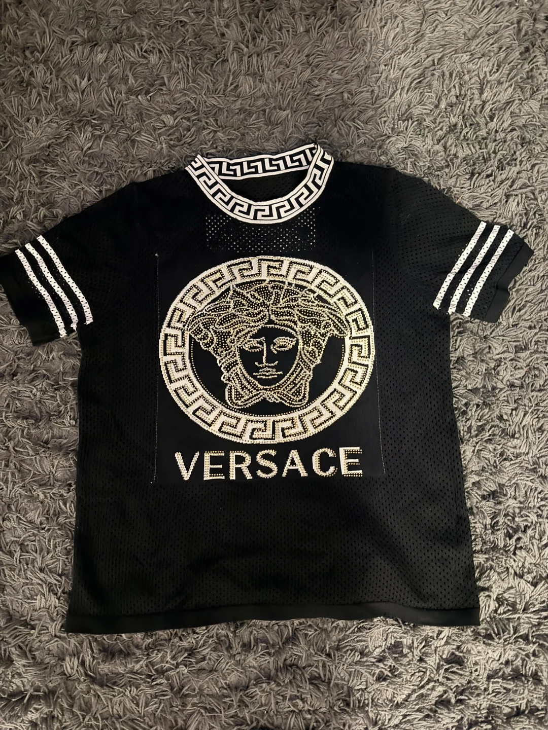 Versace Black Medusa Head Rhinestone T-Shirt