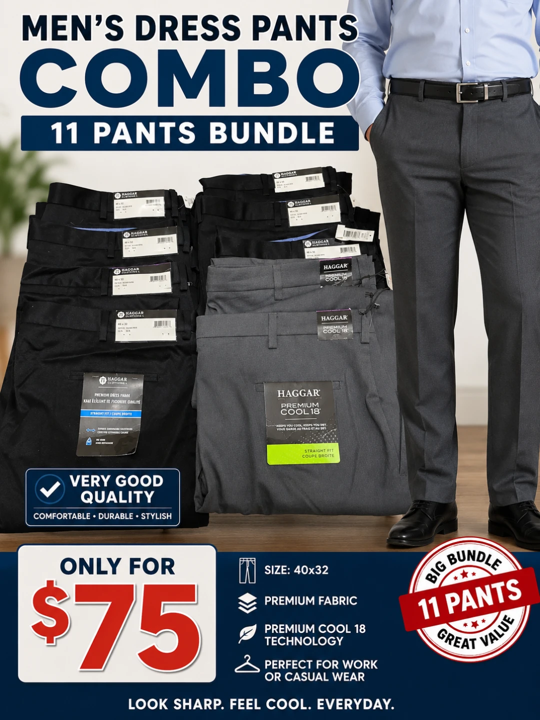 Mens dress pants size W40 x L32 inches