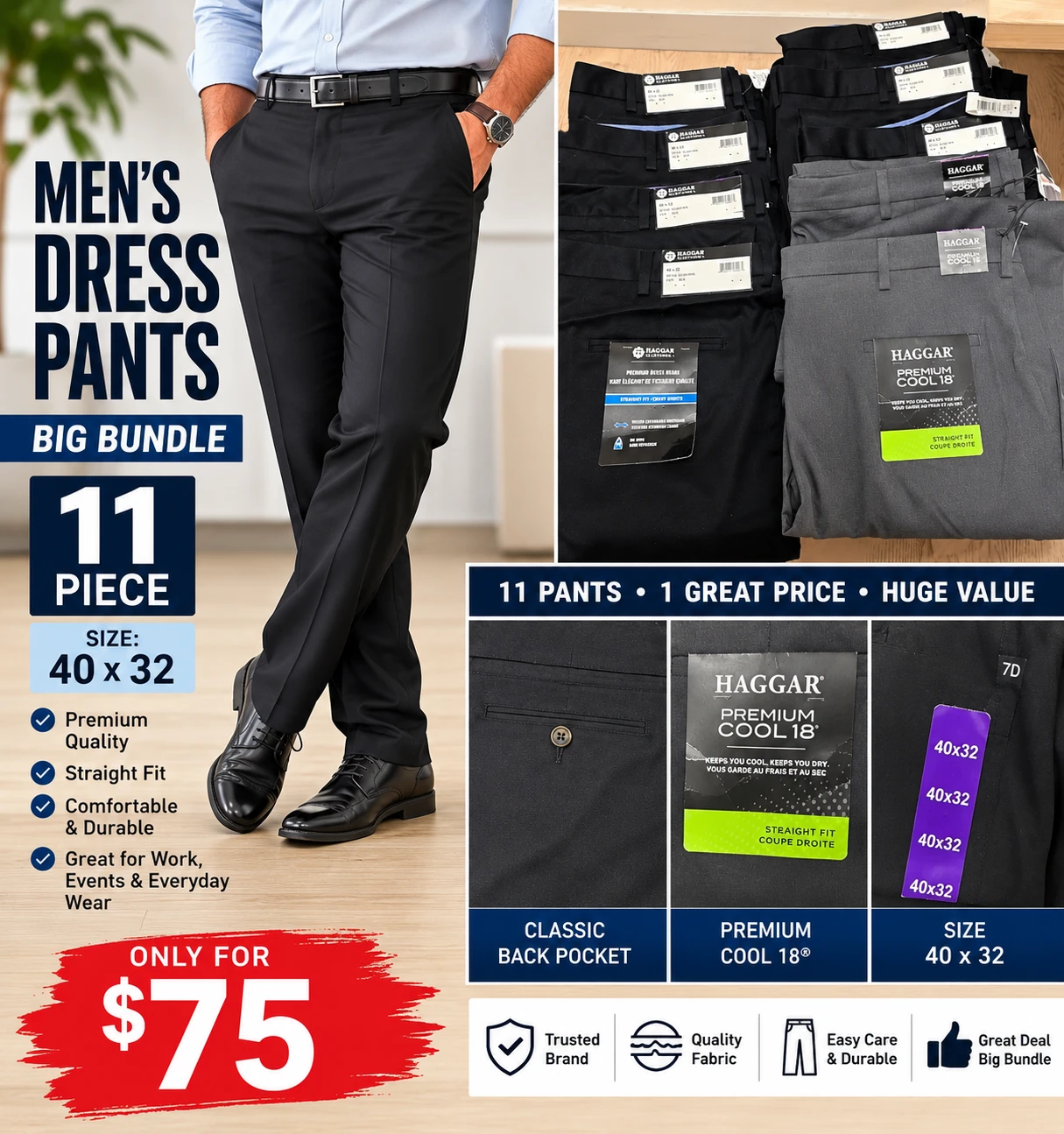 Mens dress pants size W40 x L32 inches - photo 2