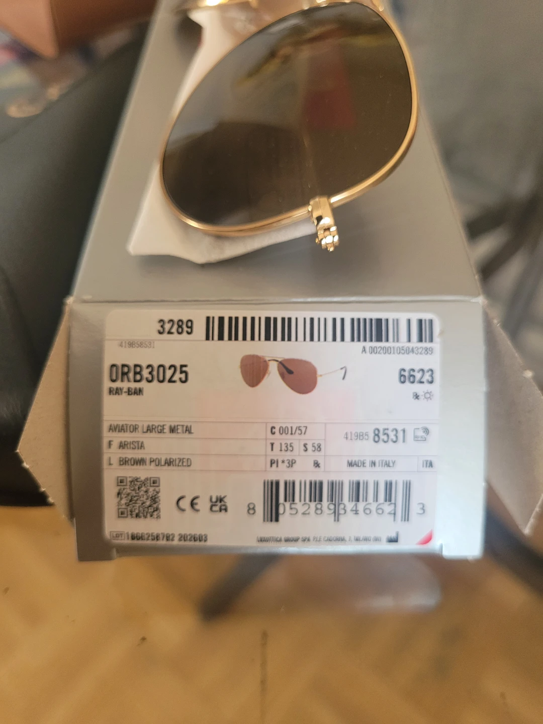 Ray-Ban ORB3025 Aviator Large Metal Sunglasses Gold Frame - photo 2