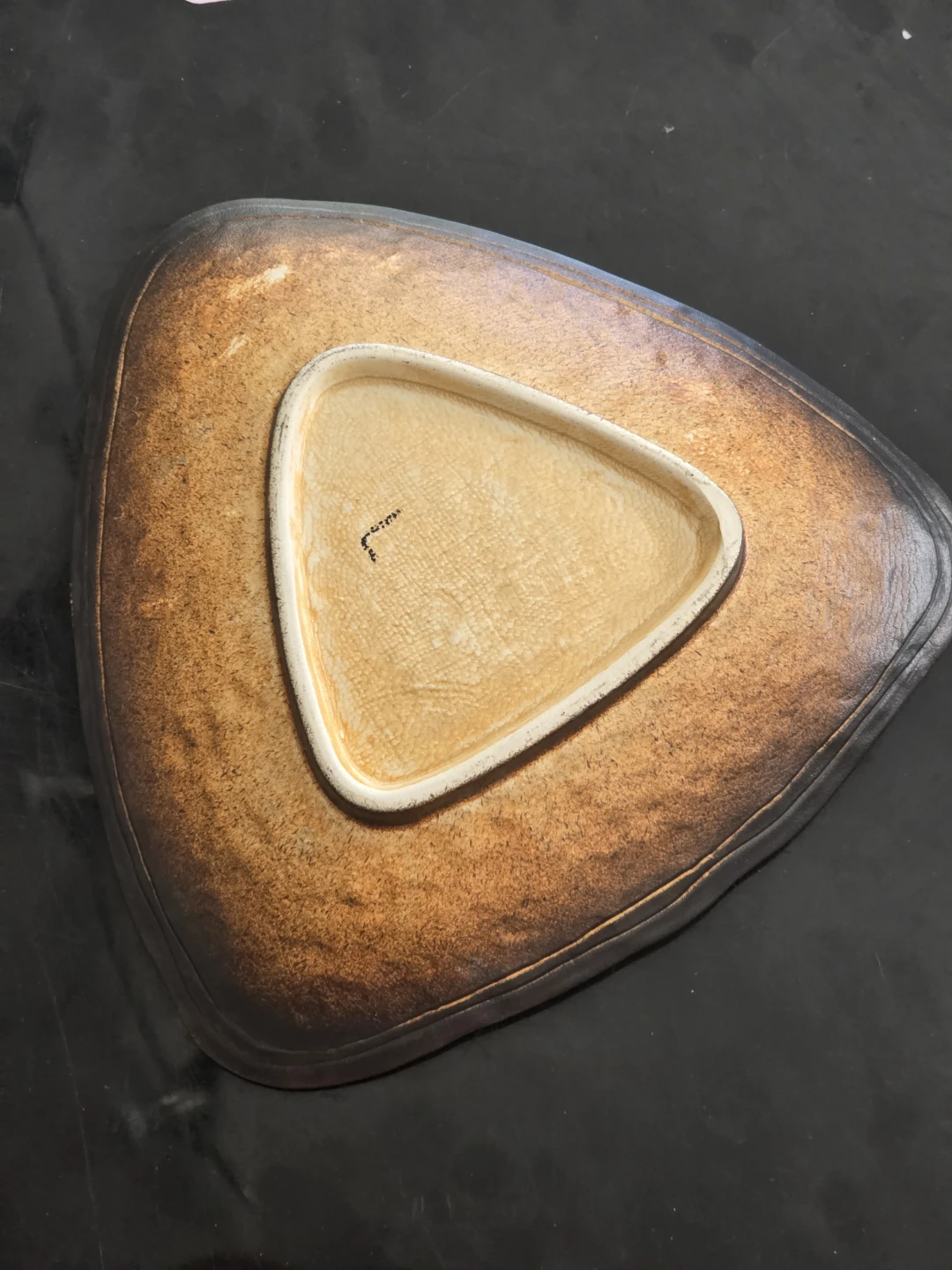 Kotobuki Japanese crackled stoneware ceramic triangle dish - photo 2