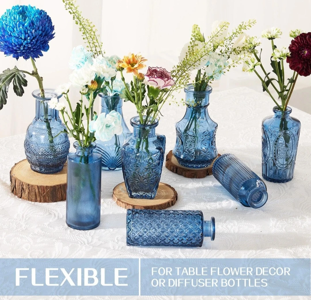 12 pcs Blue Glass Flower Vases - photo 3