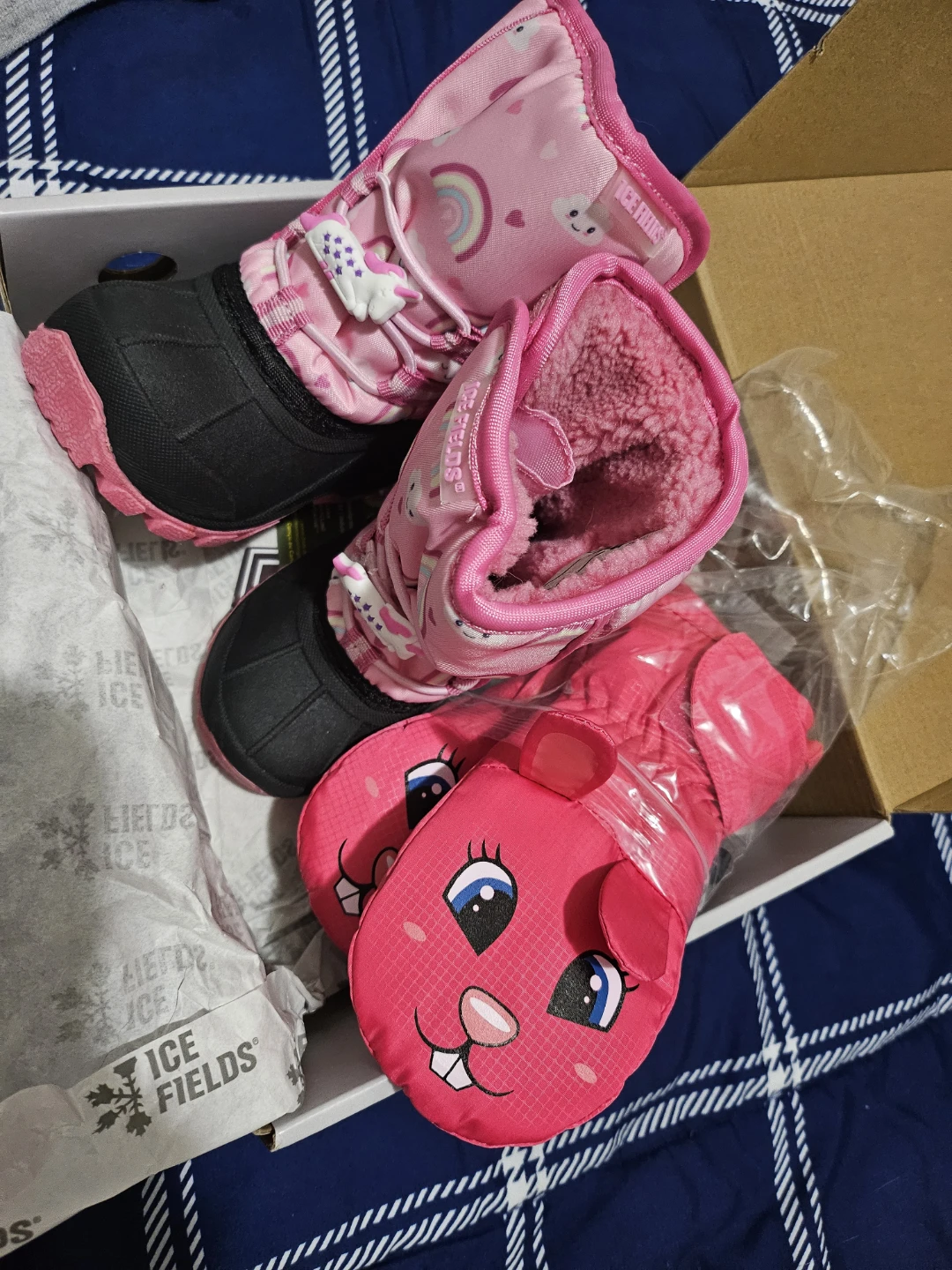 Pink Winter Boots with Mittens - Size 5