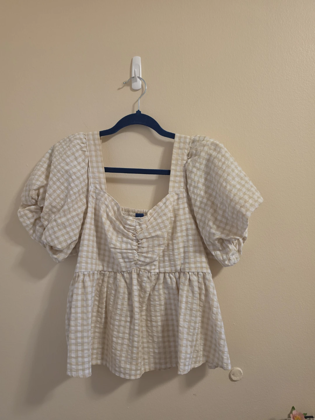 Old Navy Gingham Peplum Top - Size M