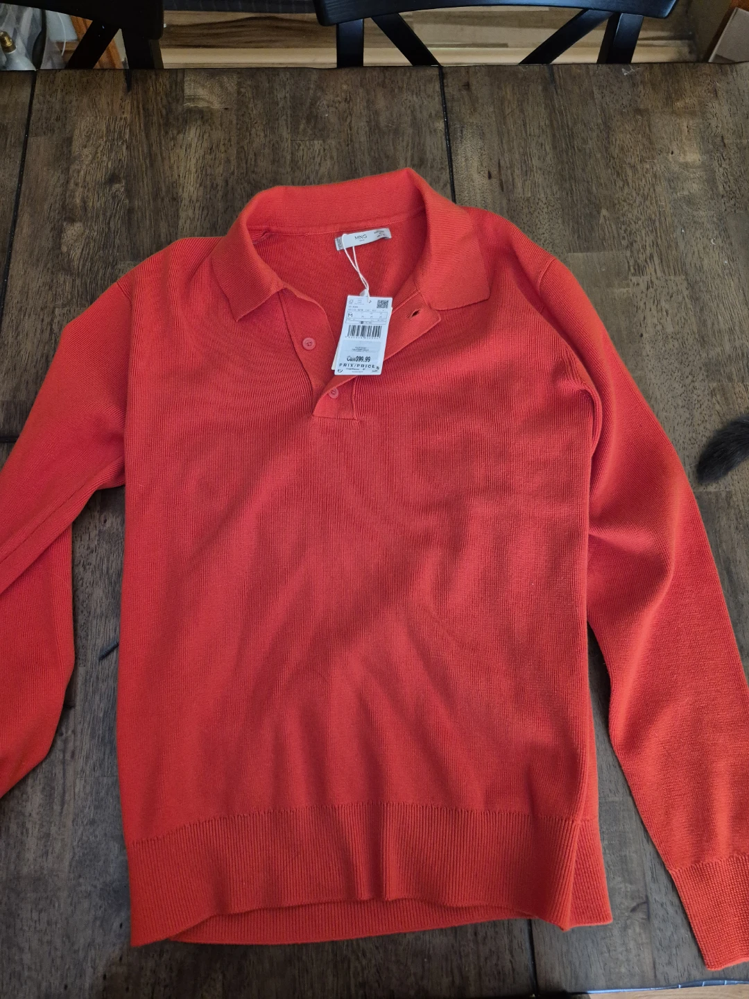 MNG Men's Red Knit Polo Sweater Size M - photo 2