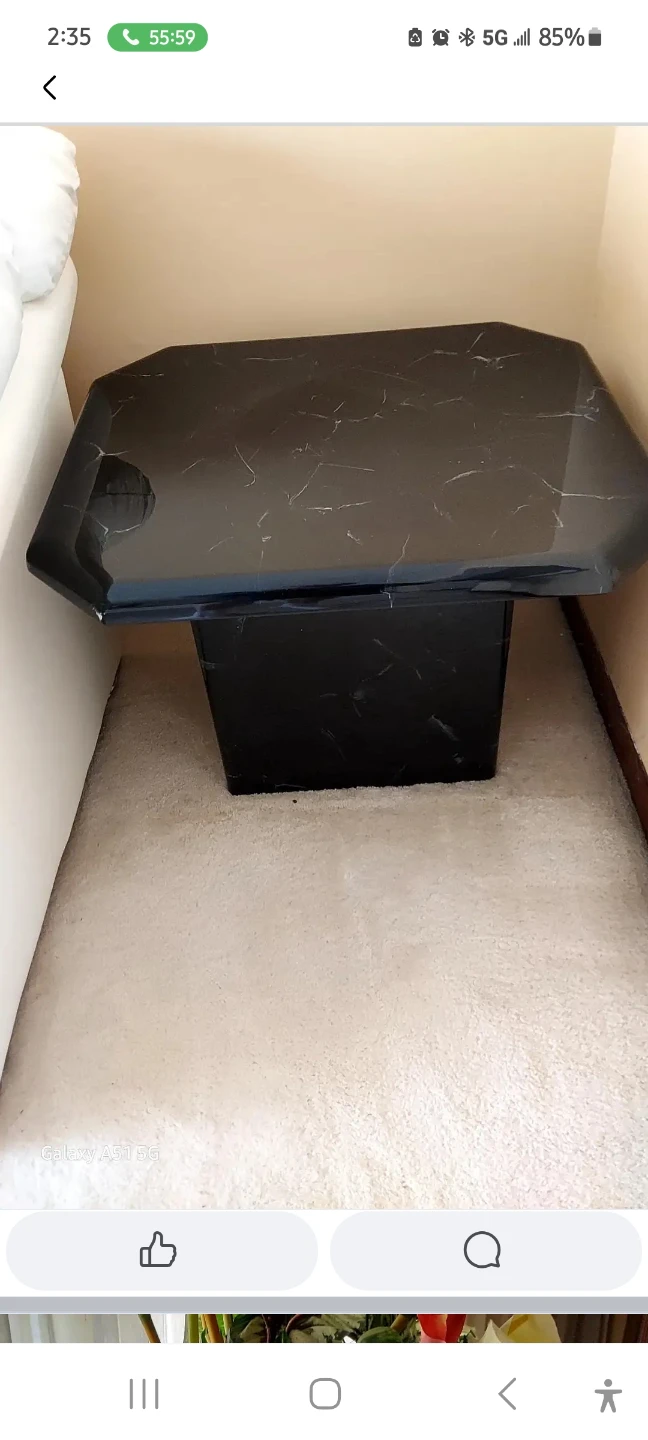 Black Faux Marble  Coffee Table ,one end table and sofa table