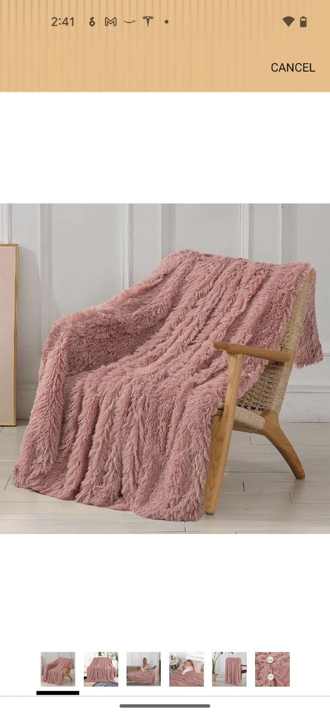 Dusty Rose Faux Fur Throw Blanket