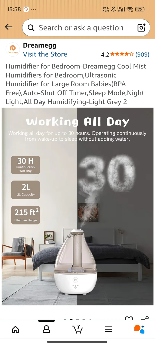 Dreamegg Cool Mist Humidifier - Light Grey 2 - photo 2