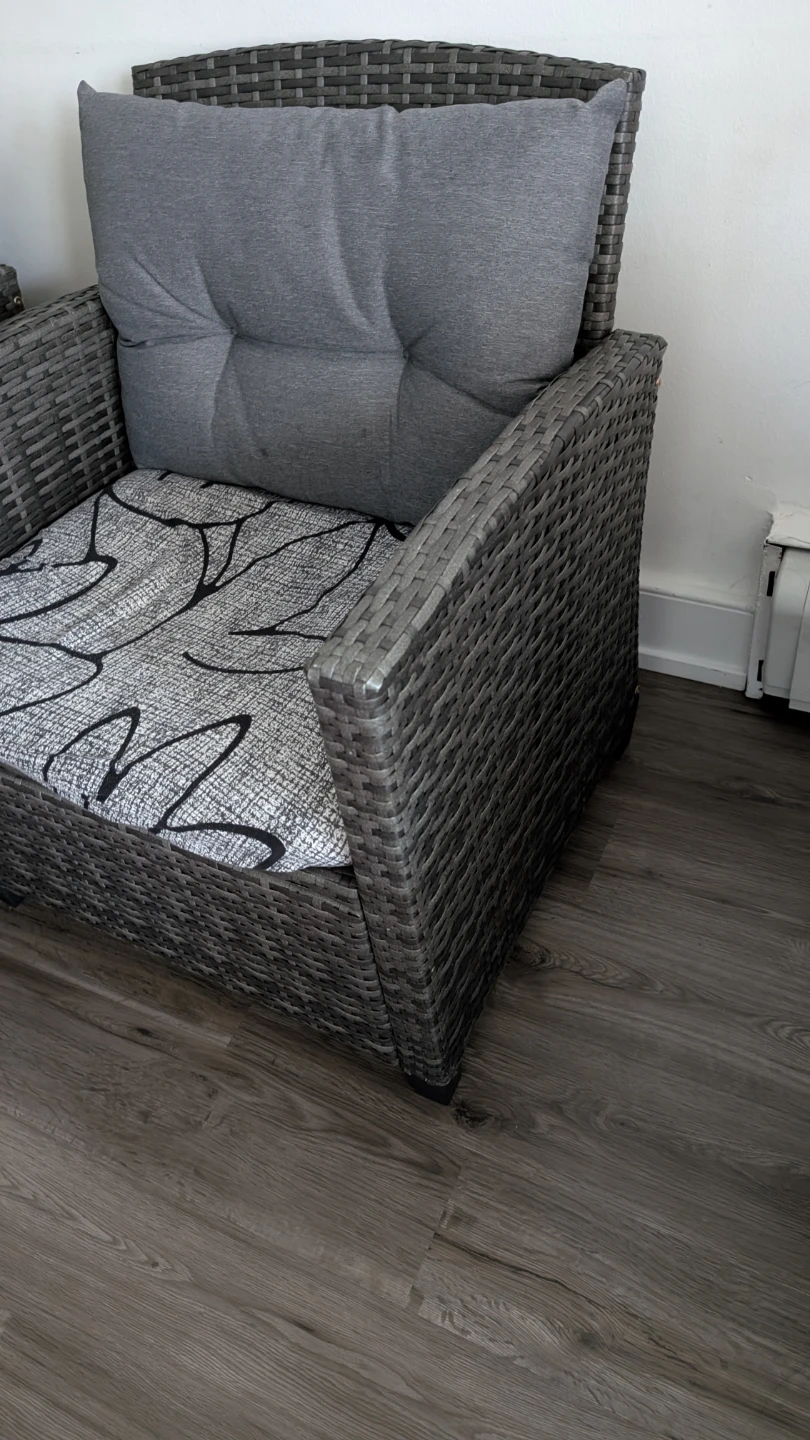 Wicker Armchair with Grey Cushions - photo 2