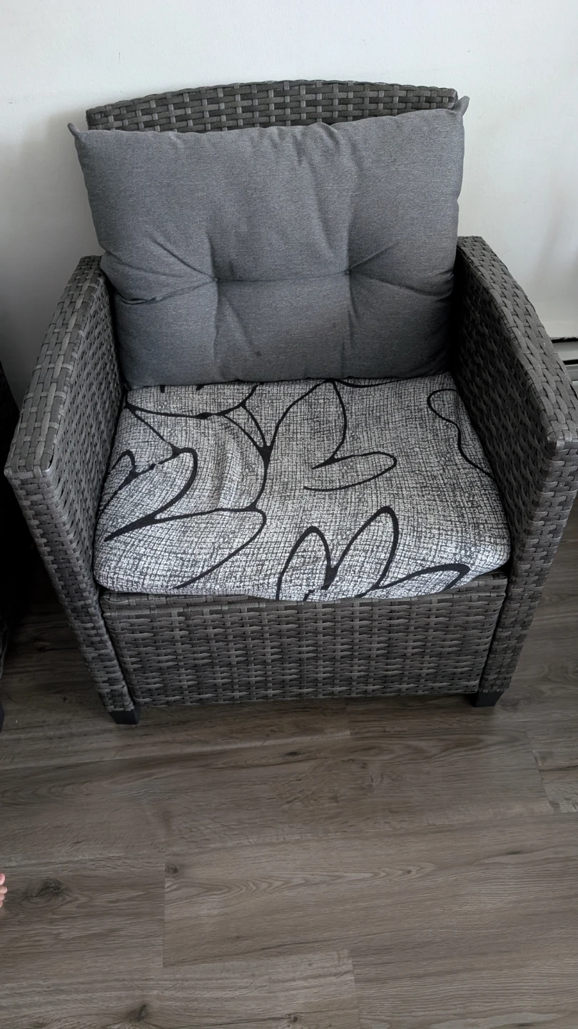 Wicker Armchair with Grey Cushions - photo 3