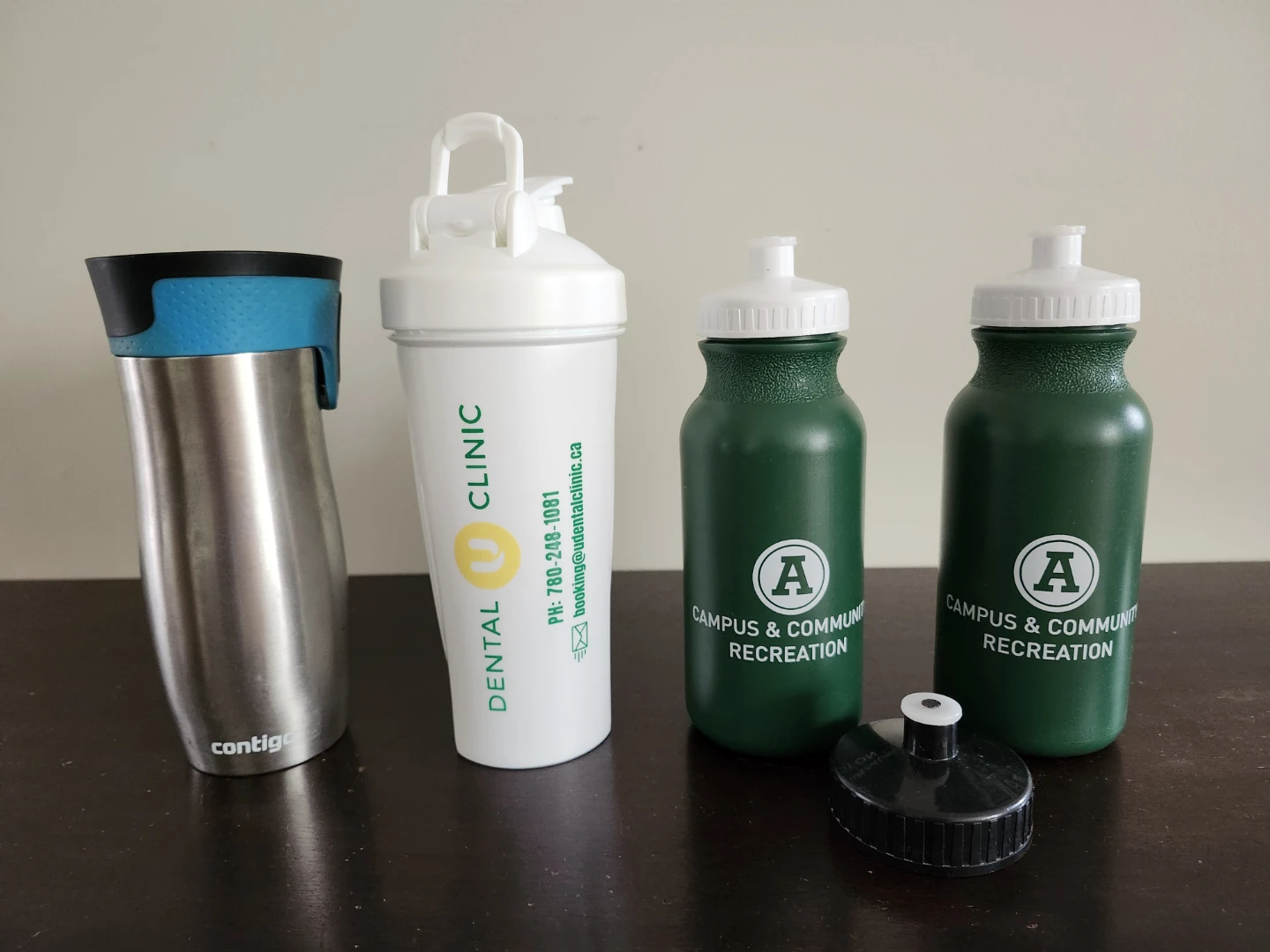 Free! Contigo Travel Mug, Shaker Bottle & 2 Green Water Bottles