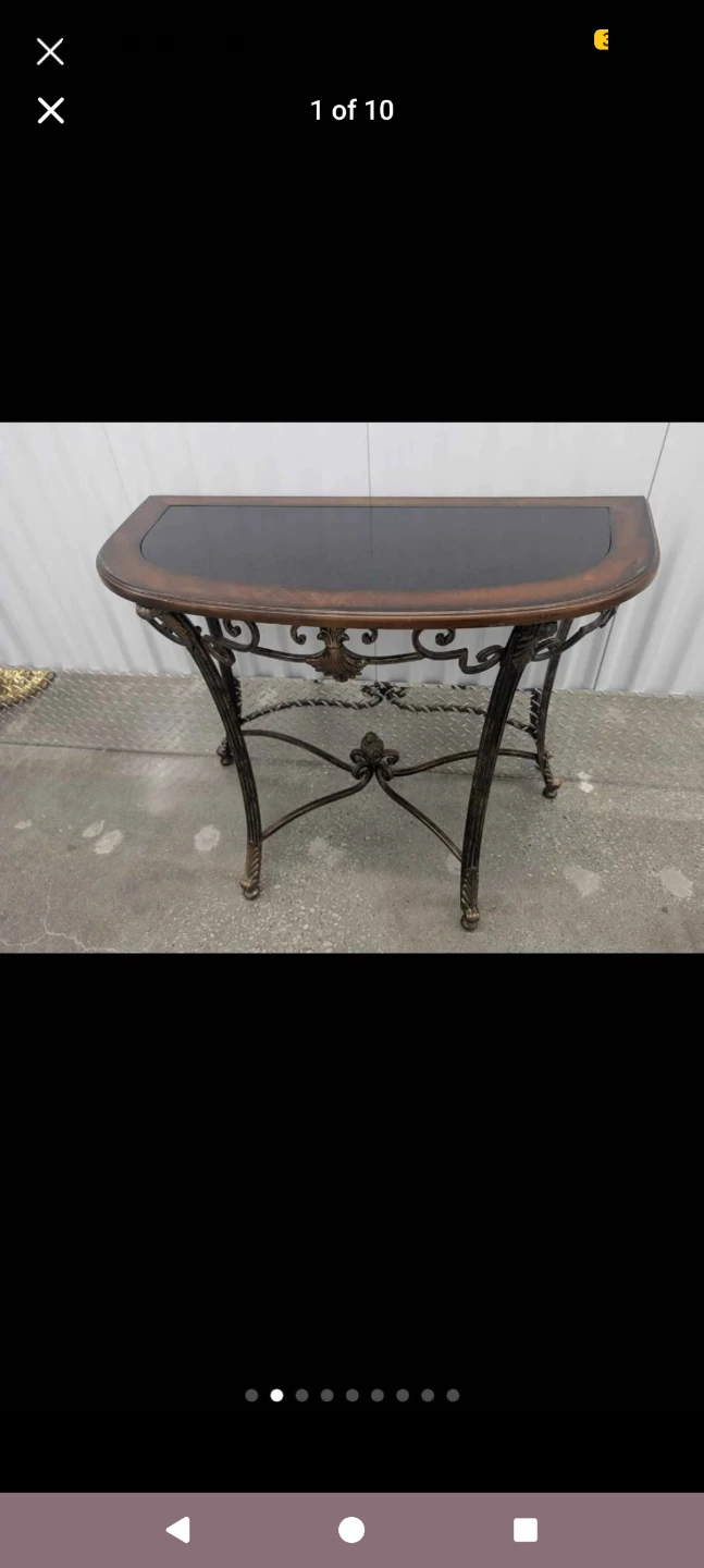 Console Table with Metal Base and Dark Top
